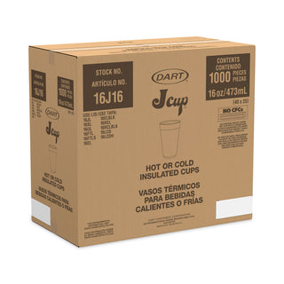 Horizon Hot/Cold Foam Drinking Cups, 16 oz, Printed, Cranberry/White, 25/Bag, 40 Bags/Carton