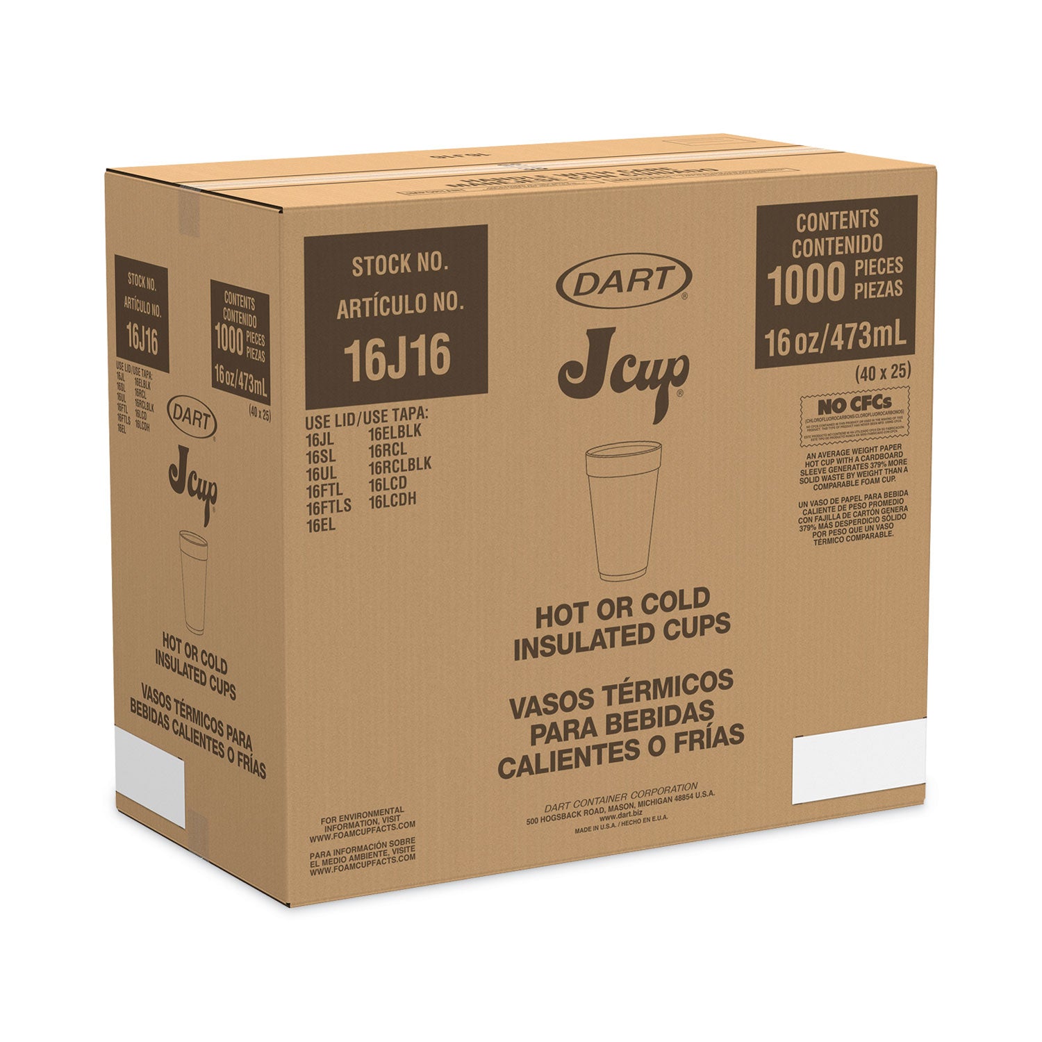 Horizon Hot/Cold Foam Drinking Cups, 16 oz, Printed, Cranberry/White, 25/Bag, 40 Bags/Carton