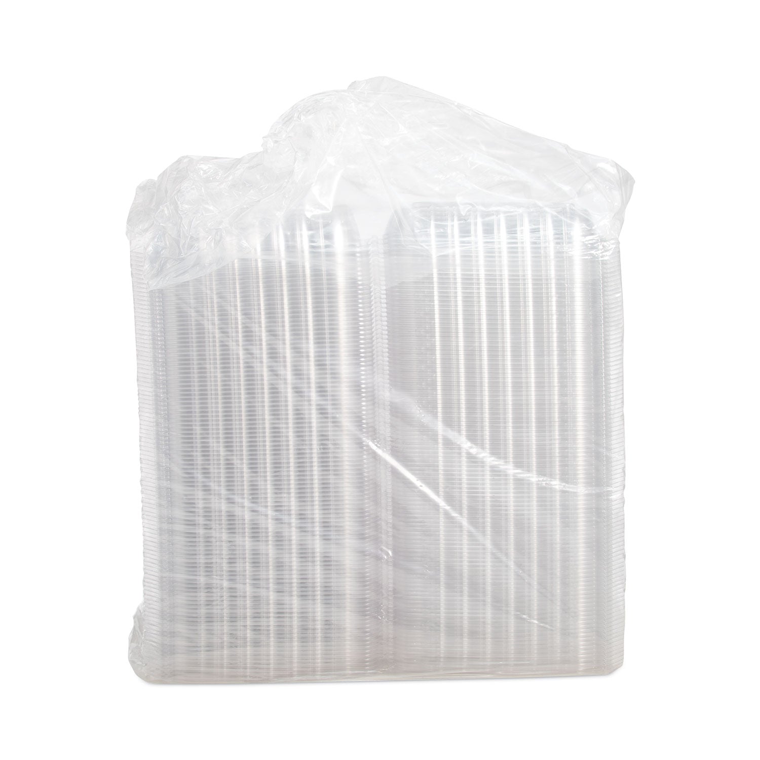 ClearSeal Hinged-Lid Plastic Containers, 9.3 x 8.8 x 3, Clear, Plastic, 100/Bag, 2 Bags/Carton - 