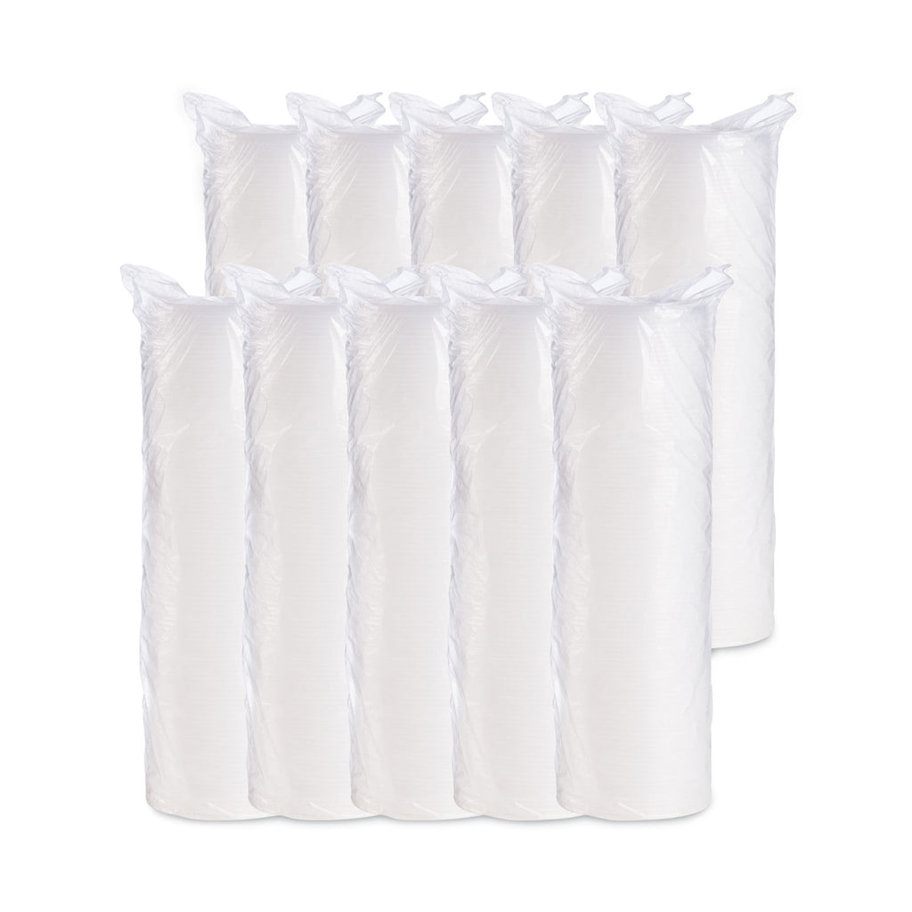 Plastic Lids for Foam Cups, Bowls and Containers, Flat, Vented, Fits 6-32 oz, Translucent, 100/Pack, 10 Packs/Carton