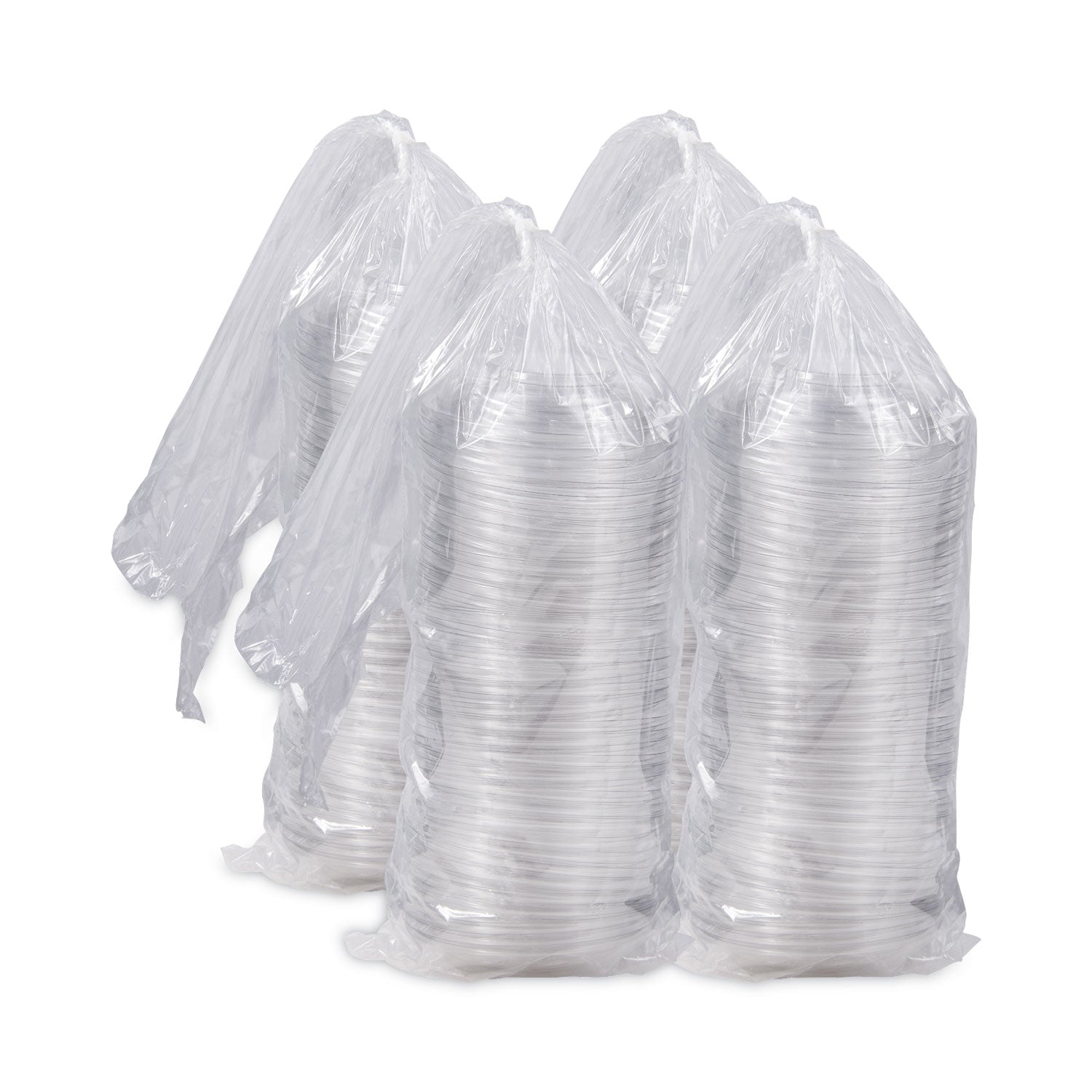 PresentaBowls Clear Dome Lids, 7.3 Diameter x 1.1 h, Clear, Plastic, 63 Lids/Bag, 4 Bags/Carton - 