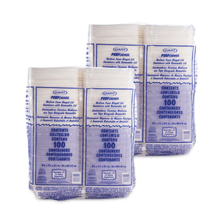 Foam Hinged Lid Containers, 1-Compartment, 8.38" x 7.78" x 3.25", White, 200/Carton