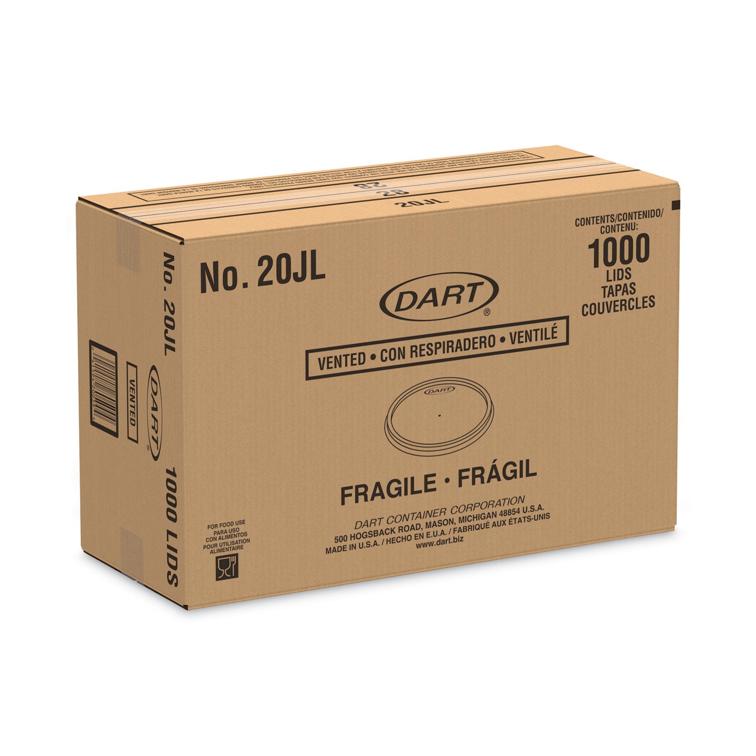 Plastic Lids for Foam Cups, Bowls and Containers, Flat, Vented, Fits 6-32 oz, Translucent, 100/Pack, 10 Packs/Carton