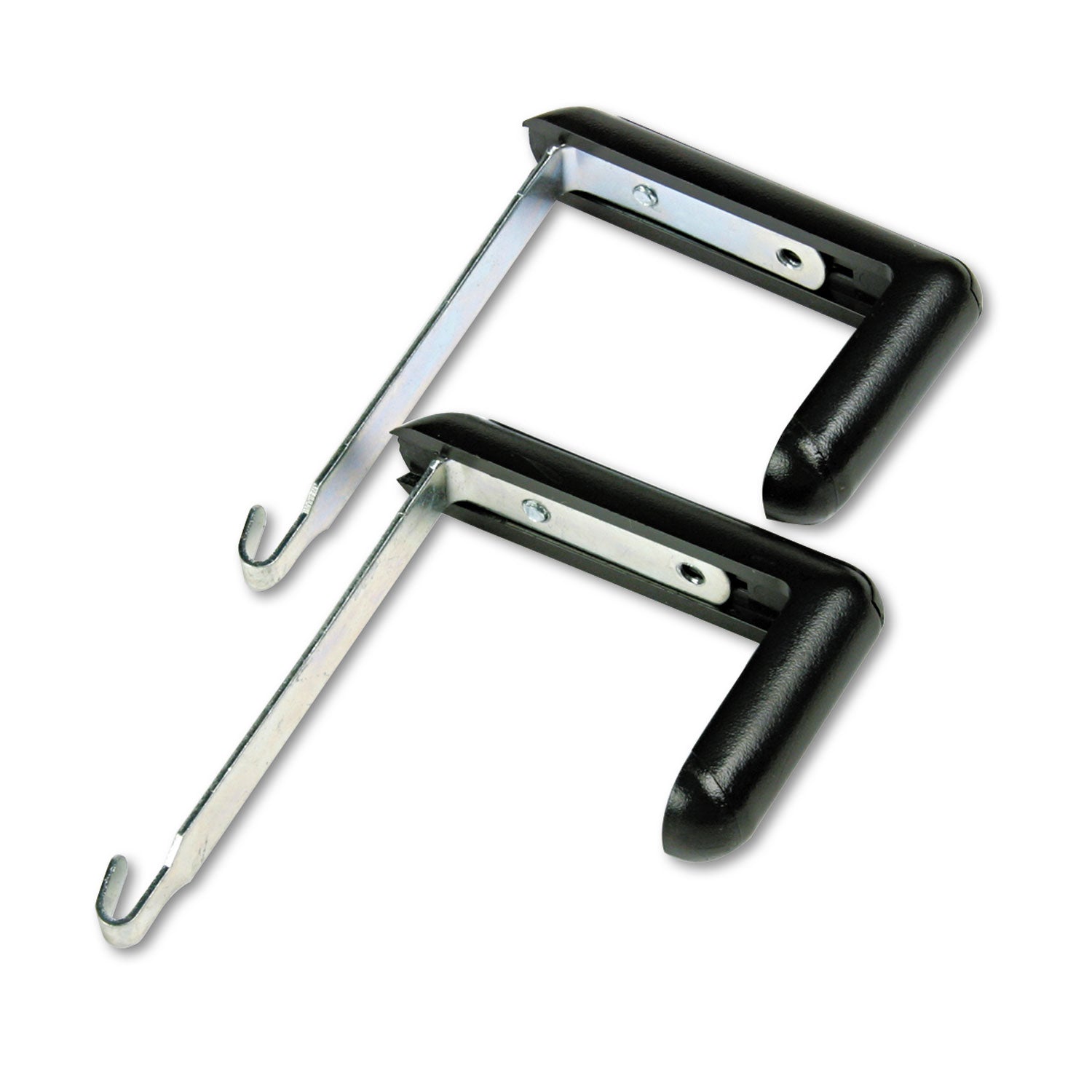 Adjustable Cubicle Hangers, For 1.5" to 3" Thick Partition Walls, Aluminum/Black, 2/Set - 
