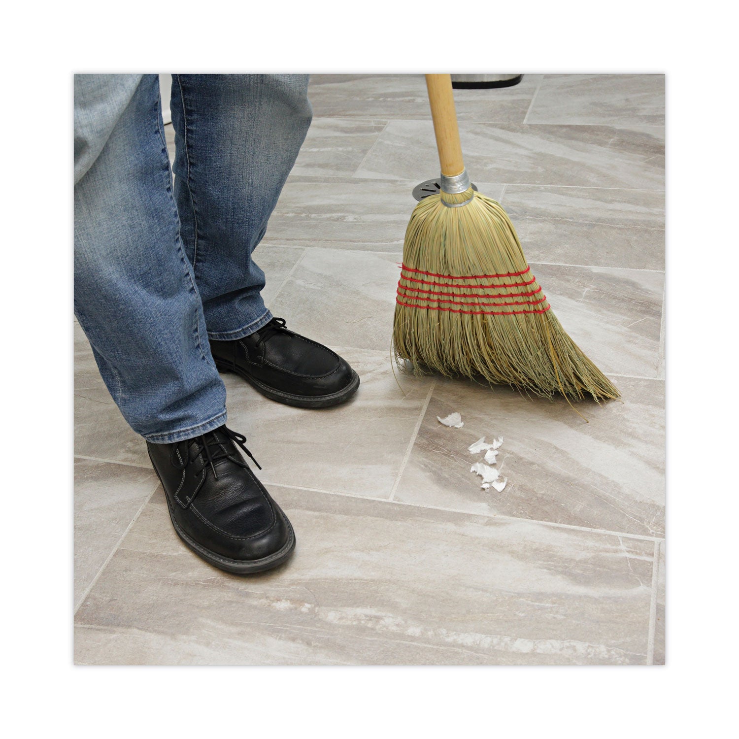 Parlor Broom, Yucca/Corn Fiber Bristles, 55.5" Overall Length, Natural
