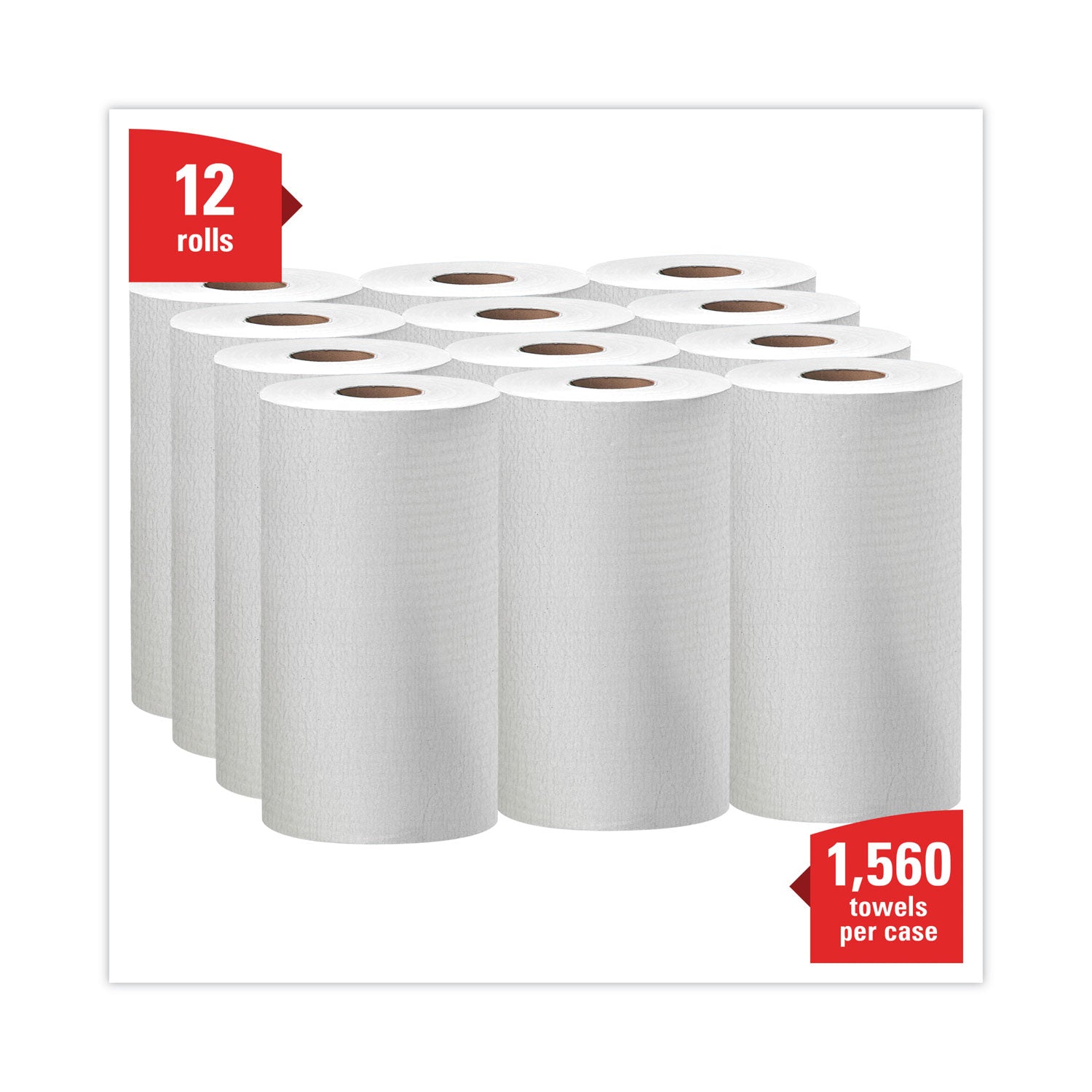 General Clean X60 Cloths, Small Roll, 9.8 x 13.4, White, 130/Roll, 12 Rolls/Carton - 