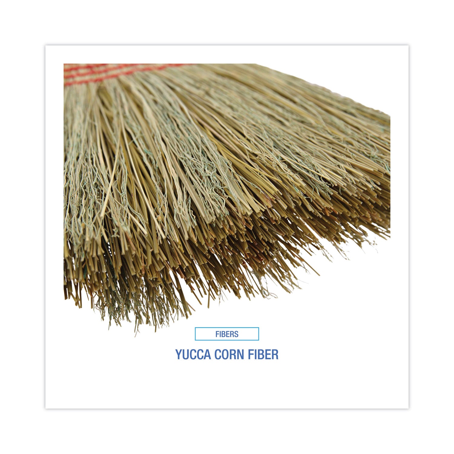 Parlor Broom, Yucca/Corn Fiber Bristles, 55.5" Overall Length, Natural - 