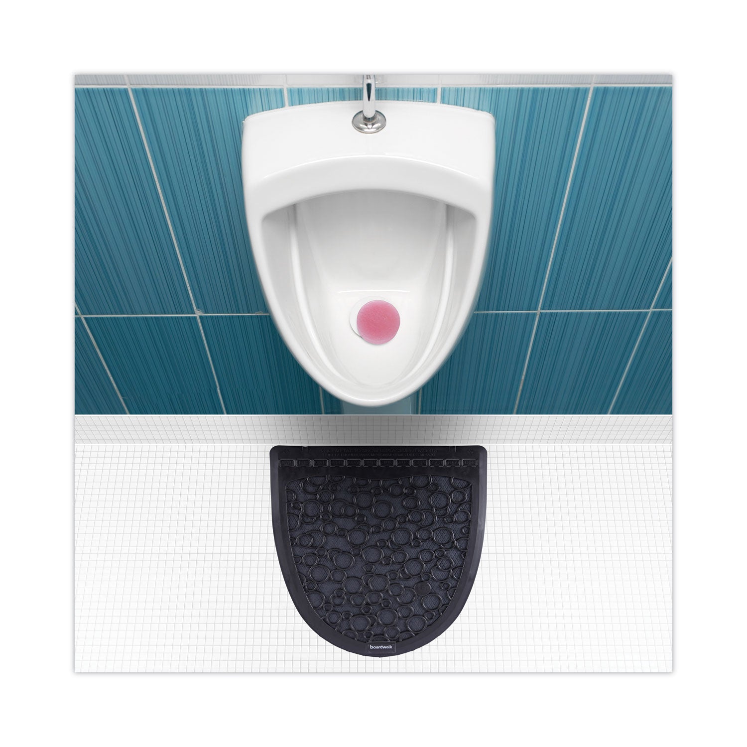 Urinal Mat 2.0, Rubber, 17.5 x 20, Black/Black, 6/Carton