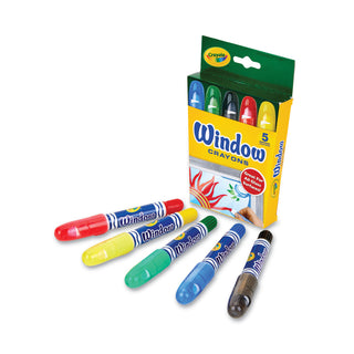 Washable Window Crayons, Assorted Colors, 5/Set - 