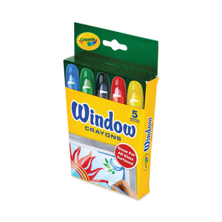 Washable Window Crayons, Assorted Colors, 5/Set - 