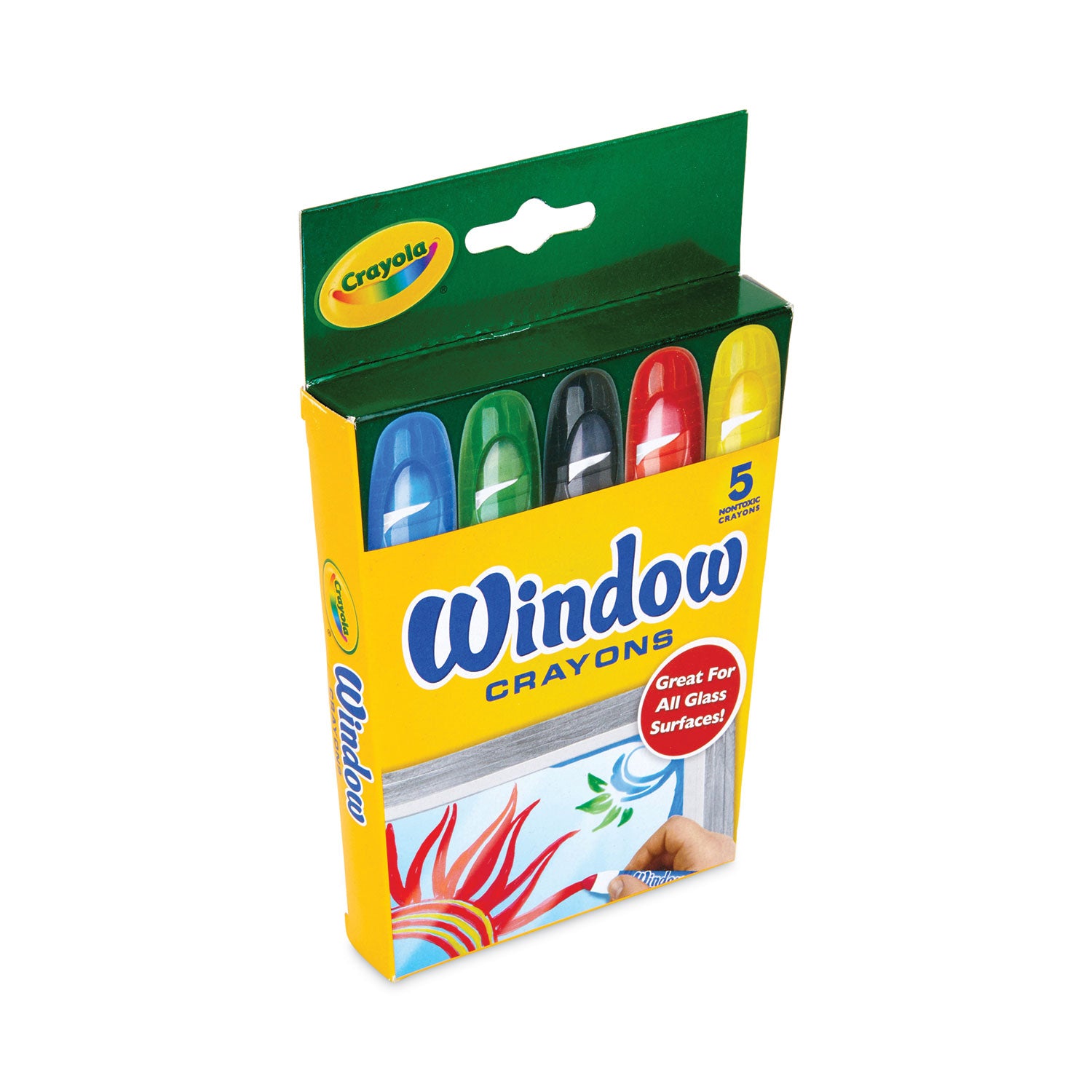 Washable Window Crayons, Assorted Colors, 5/Set - 