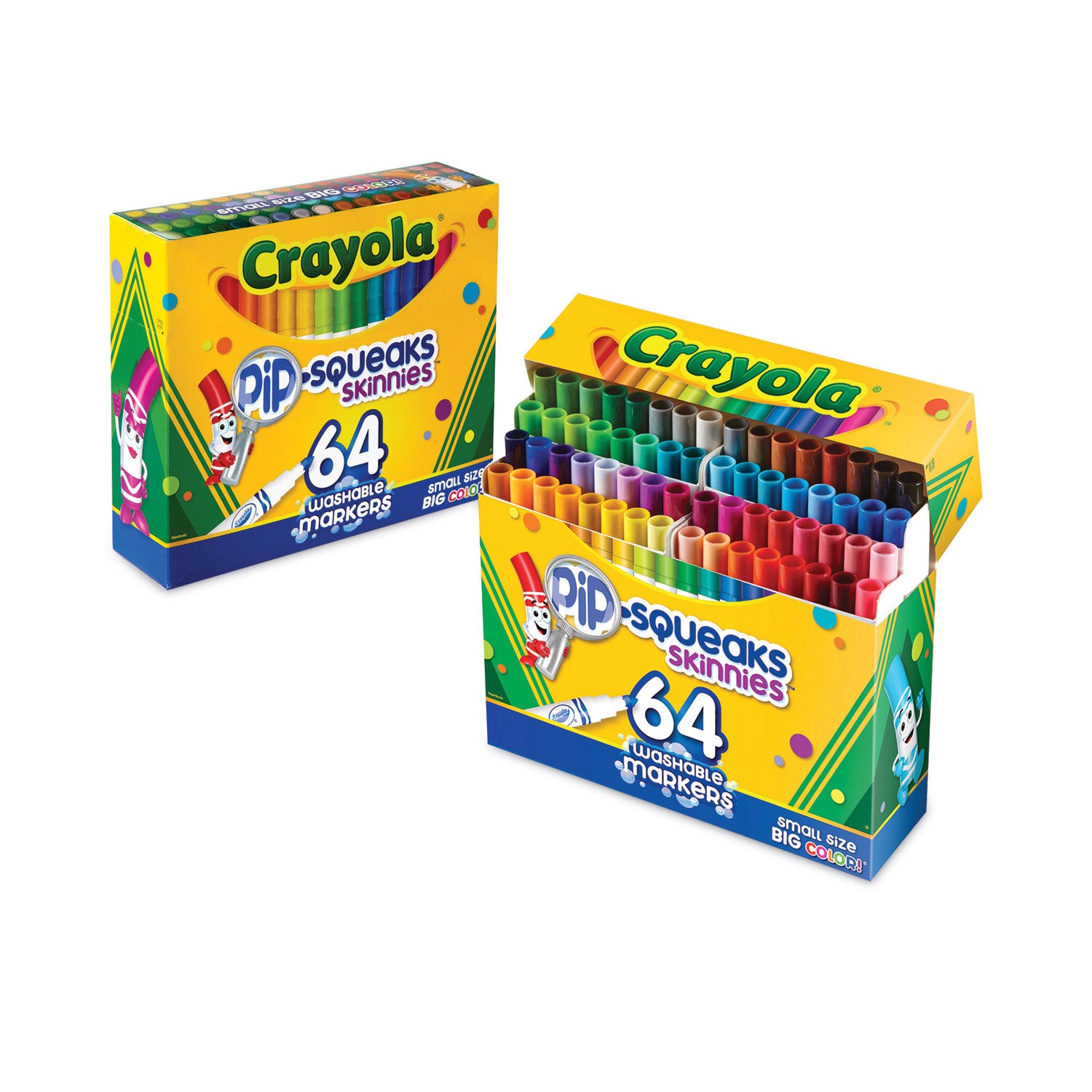 Pip-Squeaks Skinnies Washable Markers, Medium Bullet Tip, Assorted Colors, 64/Pack