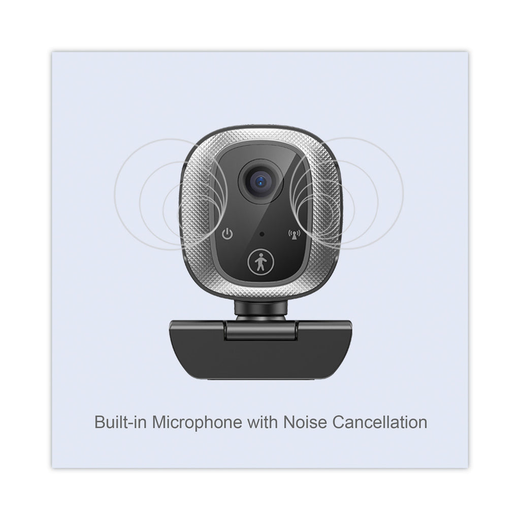 CyberTrack M1 HD Fixed Focus USB Webcam with AI Motion/Facial Tracking, 1920 Pixels x 1080 Pixels, 2.1 Mpixels, Black/Silver