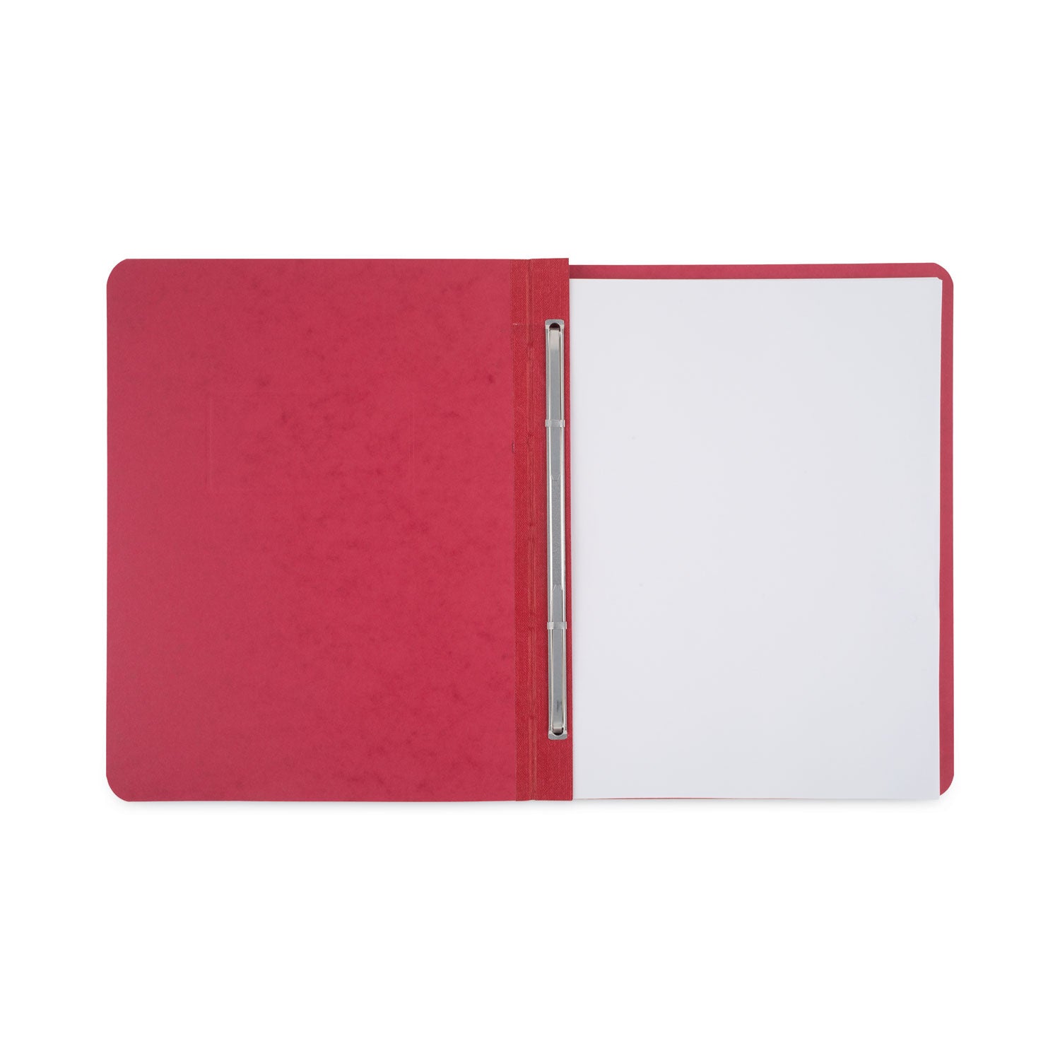 Pressboard Report Cover with Tyvek Reinforced Hinge, Two-Piece Prong Fastener, 3" Capacity, 8.5 x 11, Red/Red