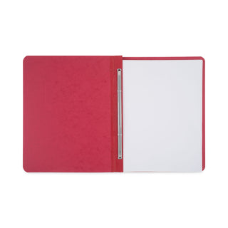 Pressboard Report Cover with Tyvek Reinforced Hinge, Two-Piece Prong Fastener, 3" Capacity, 8.5 x 11, Red/Red