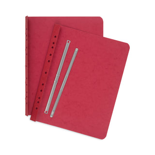 Pressboard Report Cover with Tyvek Reinforced Hinge, Two-Piece Prong Fastener, 3" Capacity, 8.5 x 11, Red/Red