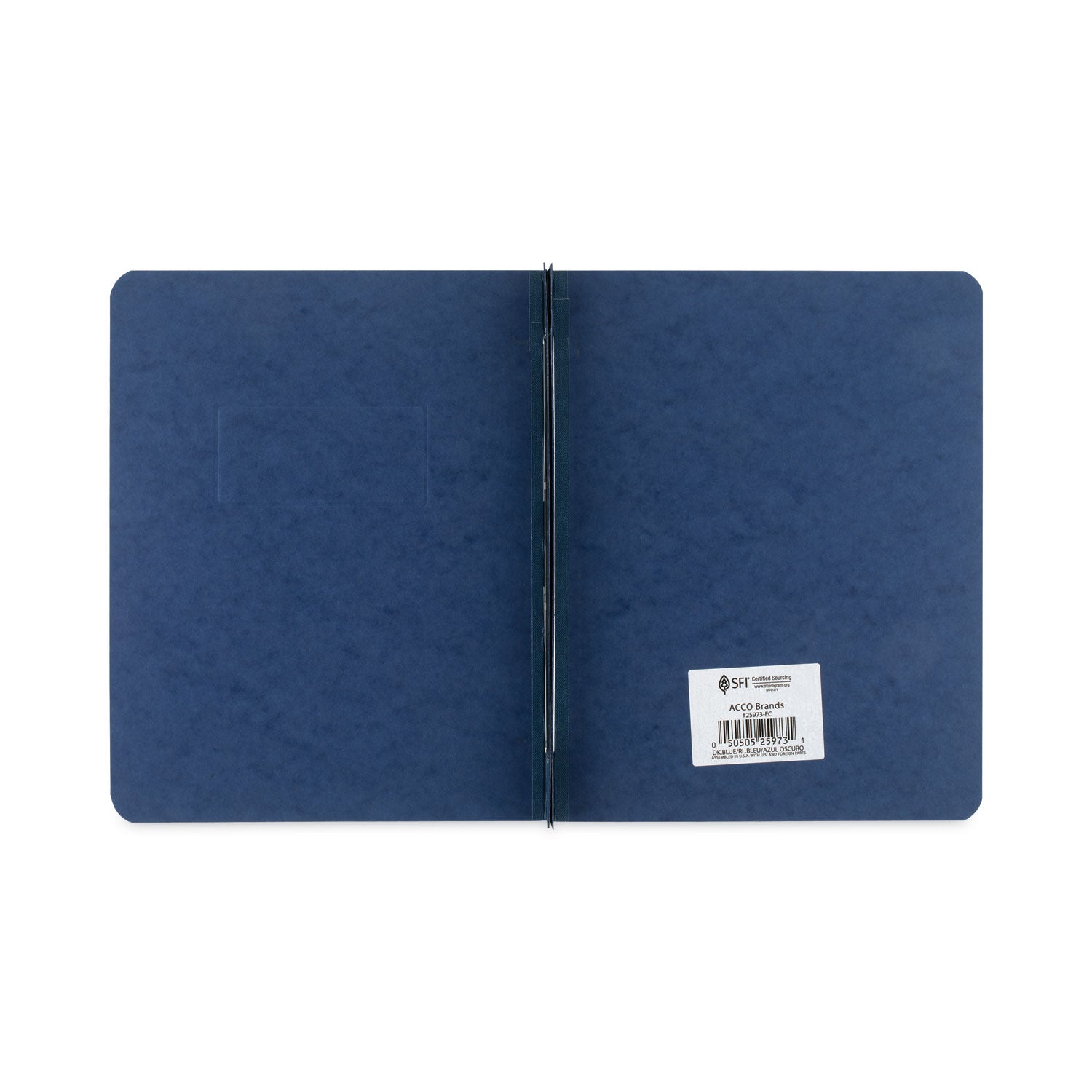 Pressboard Report Cover with Tyvek Reinforced Hinge, Two-Piece Prong Fastener, 3" Capacity, 8.5 x 11, Dark Blue/Dark Blue - 