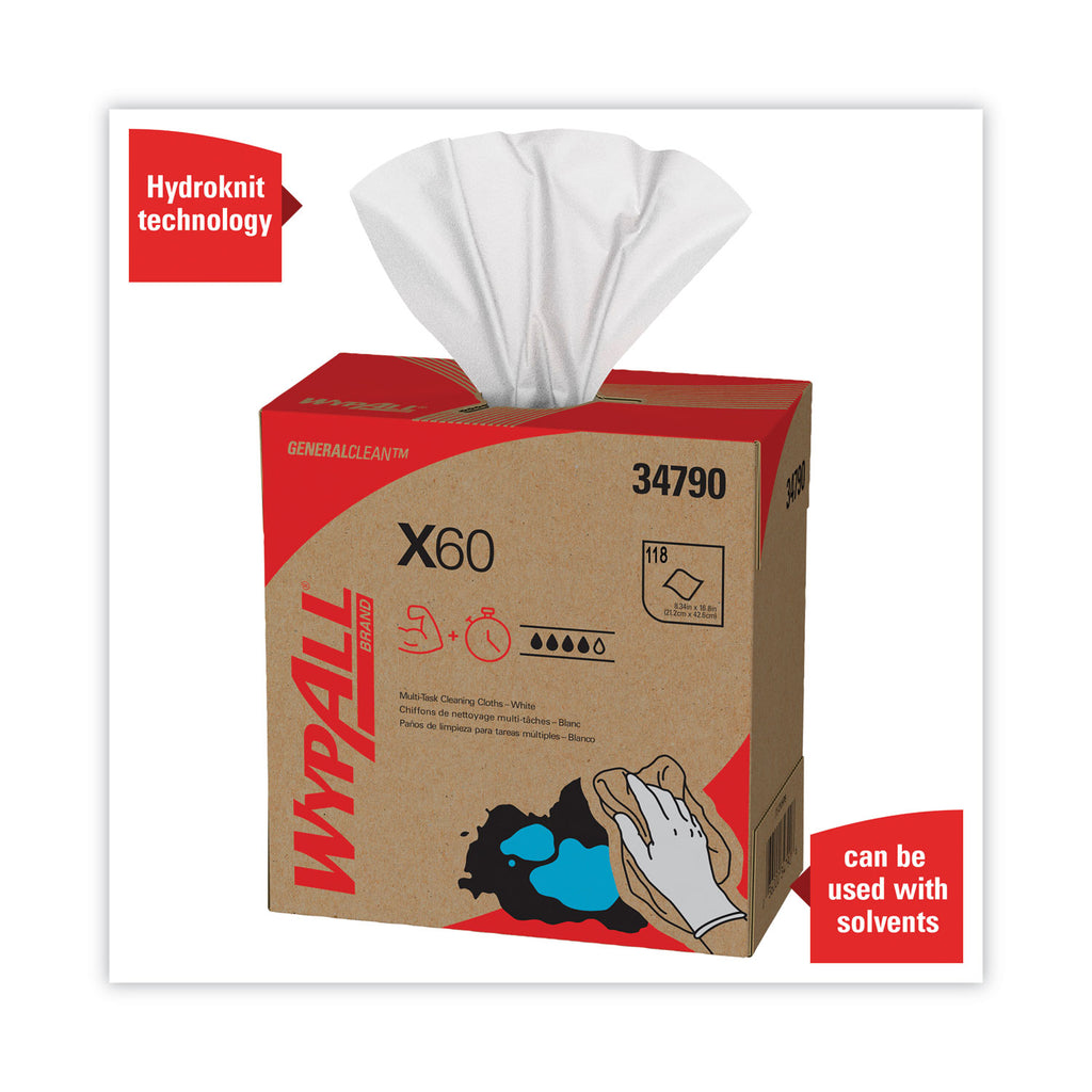 General Clean X60 Cloths, POP-UP Box, 8.34 x 16.8, White, 118/Box, 10 Boxes/Carton - 