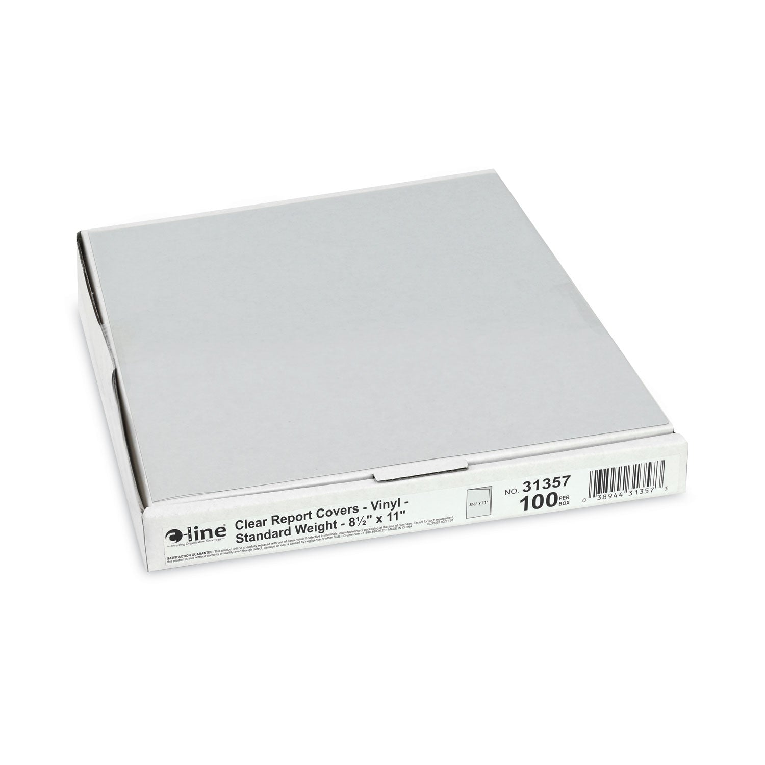 Vinyl Report Covers, Binding Bar, 8.5 x 11, Clear/Clear, 100/Box - 