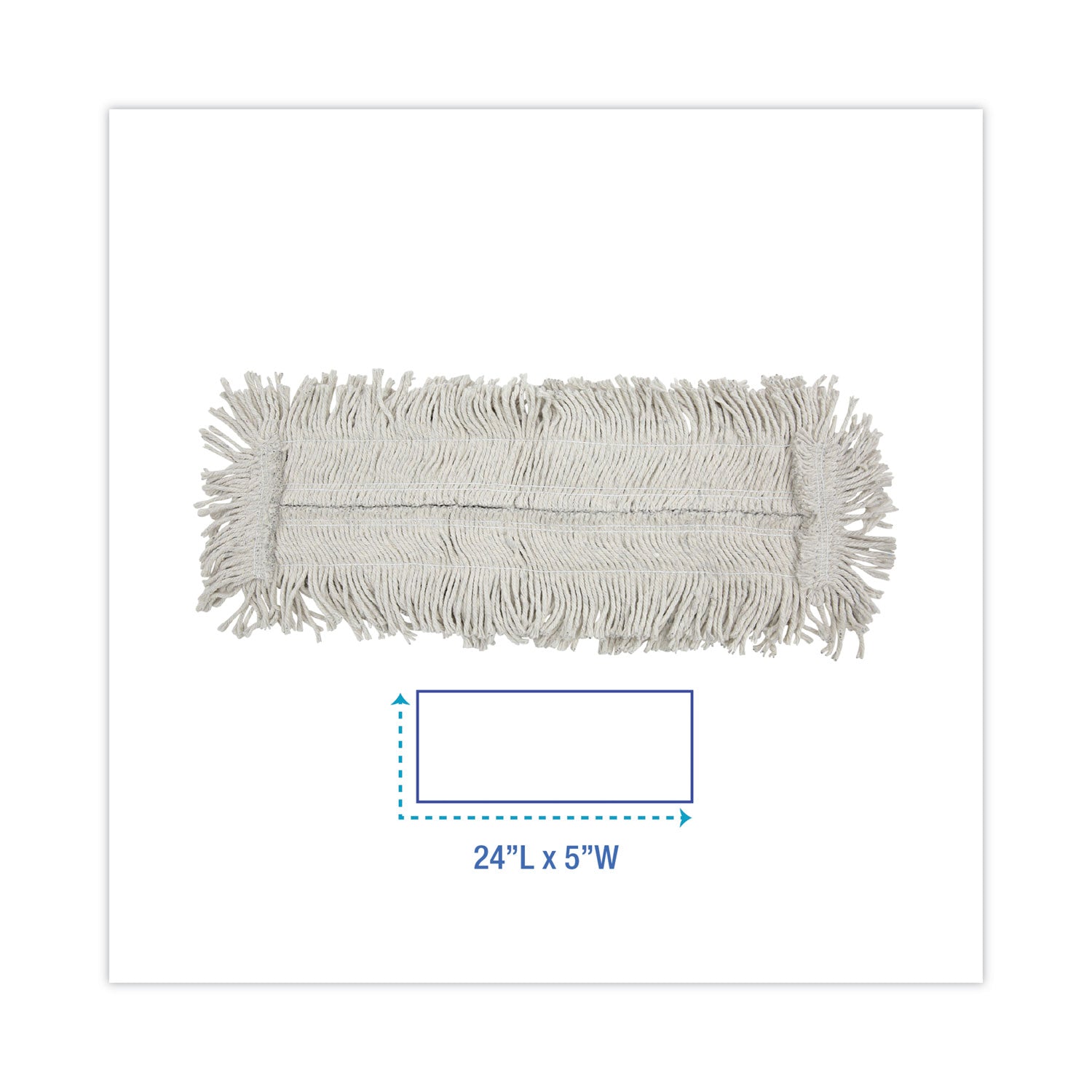 Disposable Cut End Dust Mop Head, Cotton/Synthetic, 24w x 5d, White - 