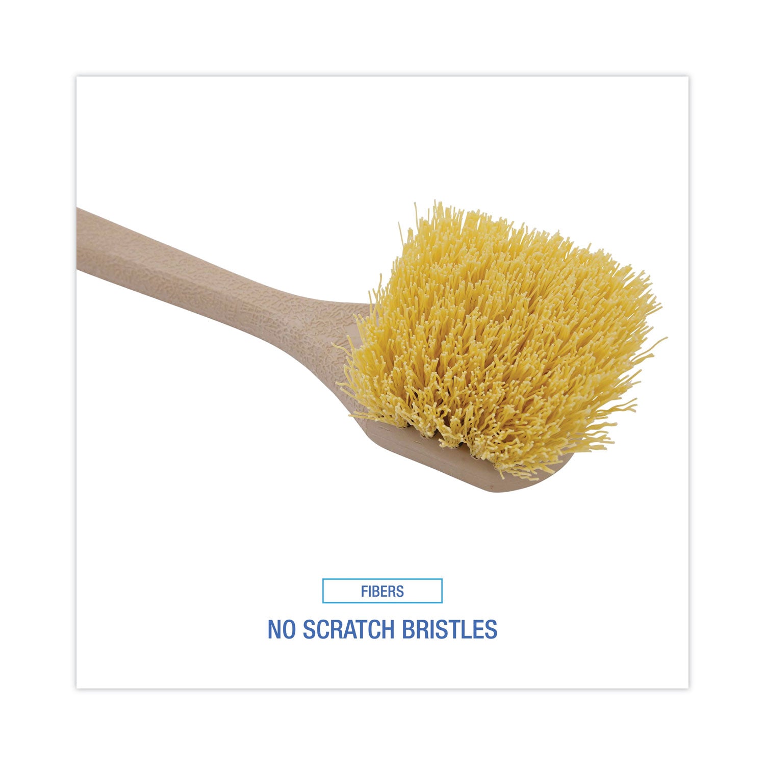 Utility Brush, Cream Polypropylene Bristles, 5.5 Brush, 14.5" Tan Plastic Handle - 