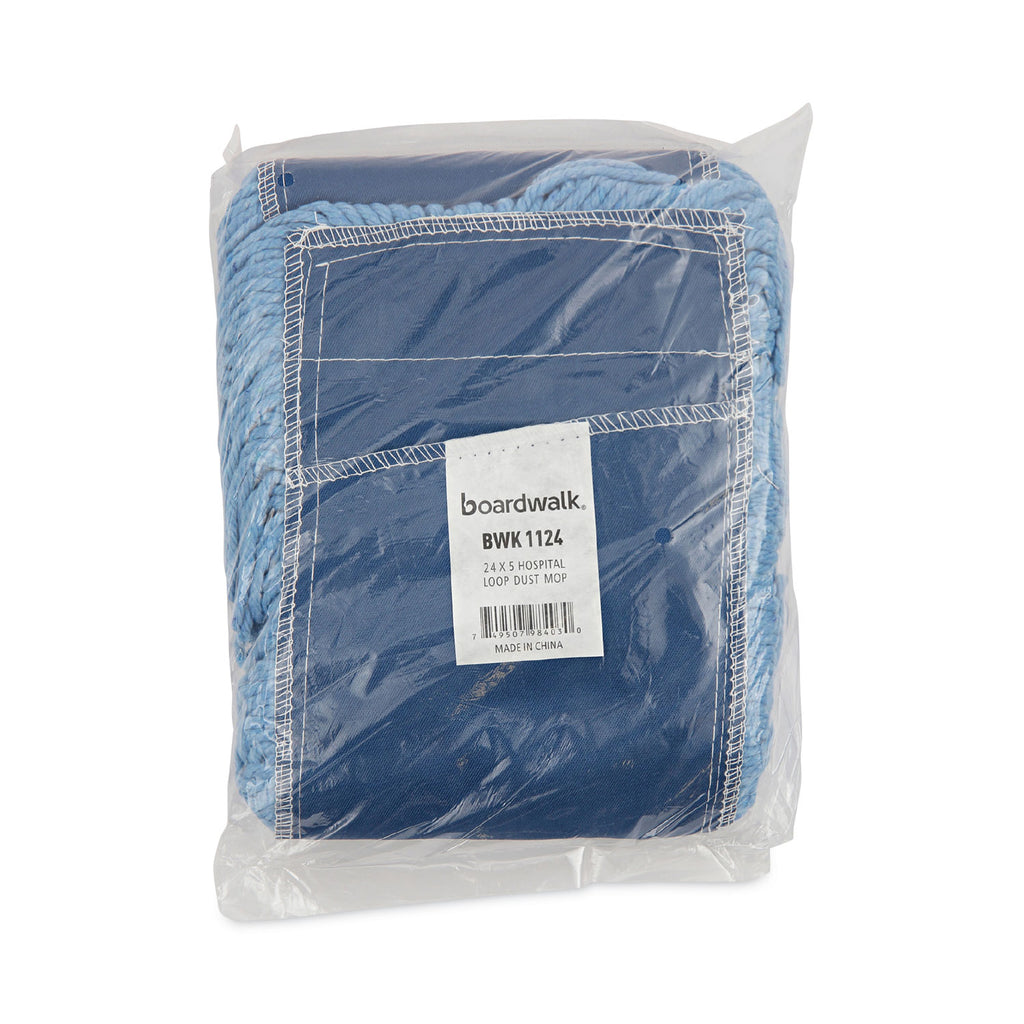 Mop Head, Dust, Looped-End, Cotton/Synthetic Fibers, 24 x 5, Blue