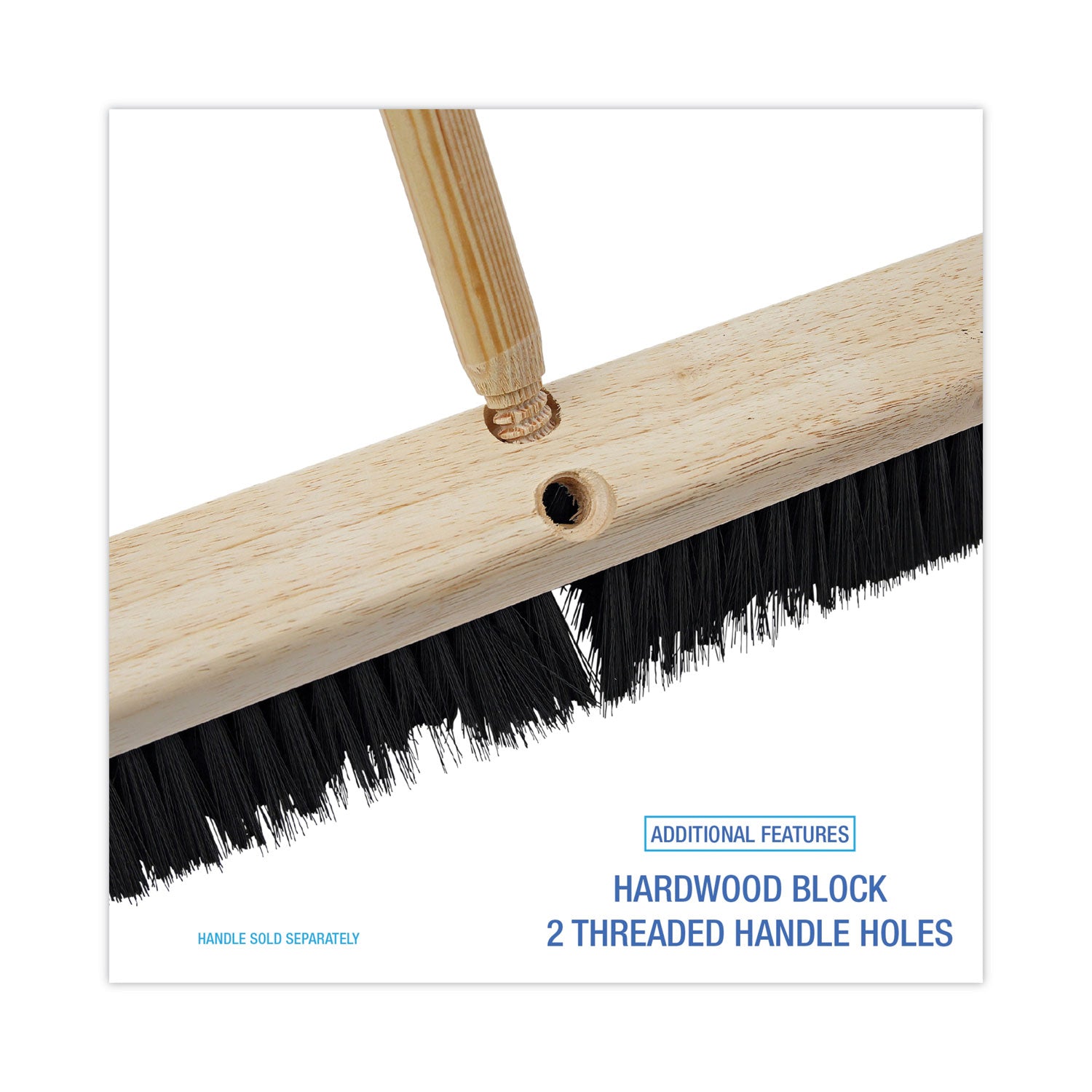 Floor Brush Head, 3" Black Medium Weight Polypropylene Bristles, 18" Brush - 