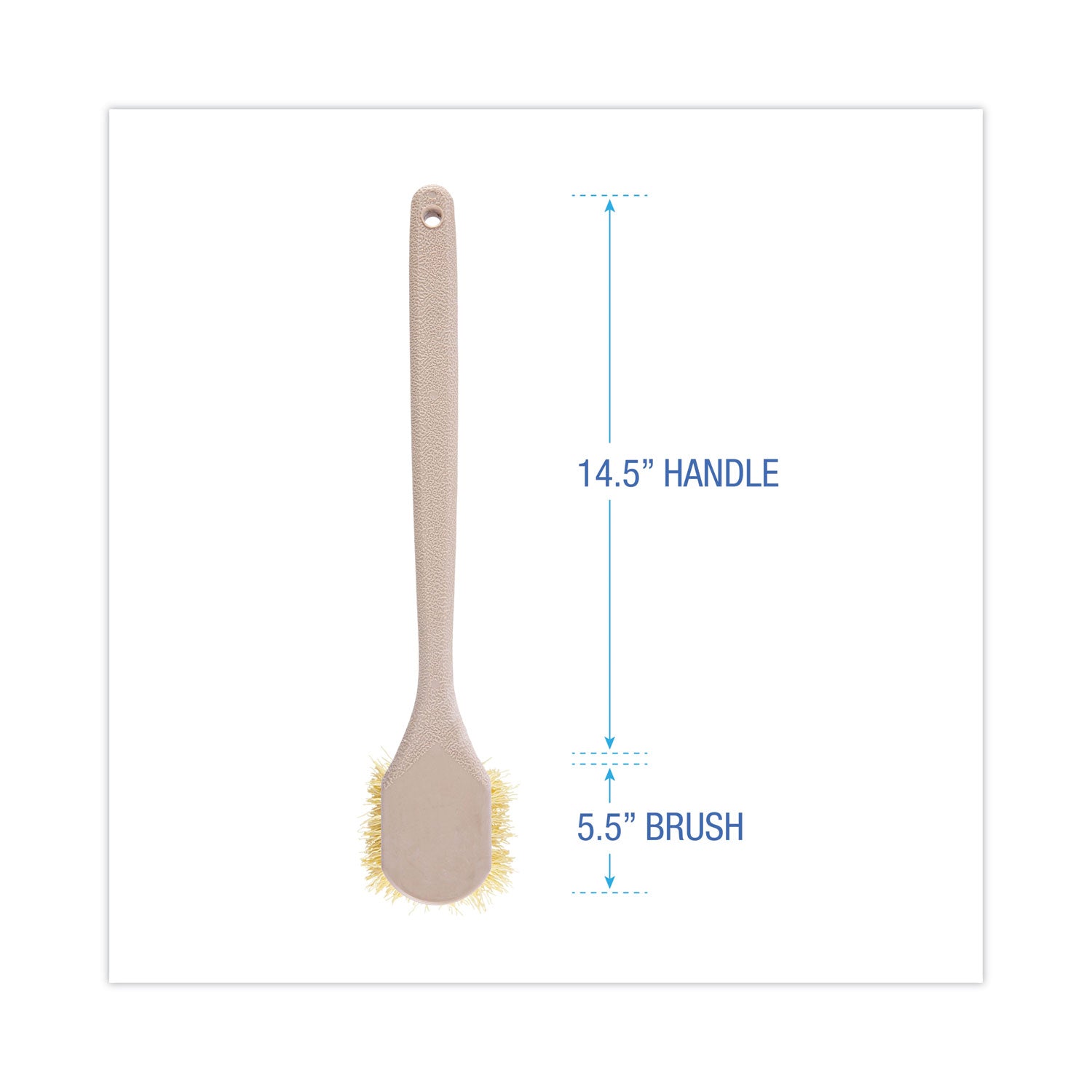 Utility Brush, Cream Polypropylene Bristles, 5.5 Brush, 14.5" Tan Plastic Handle - 