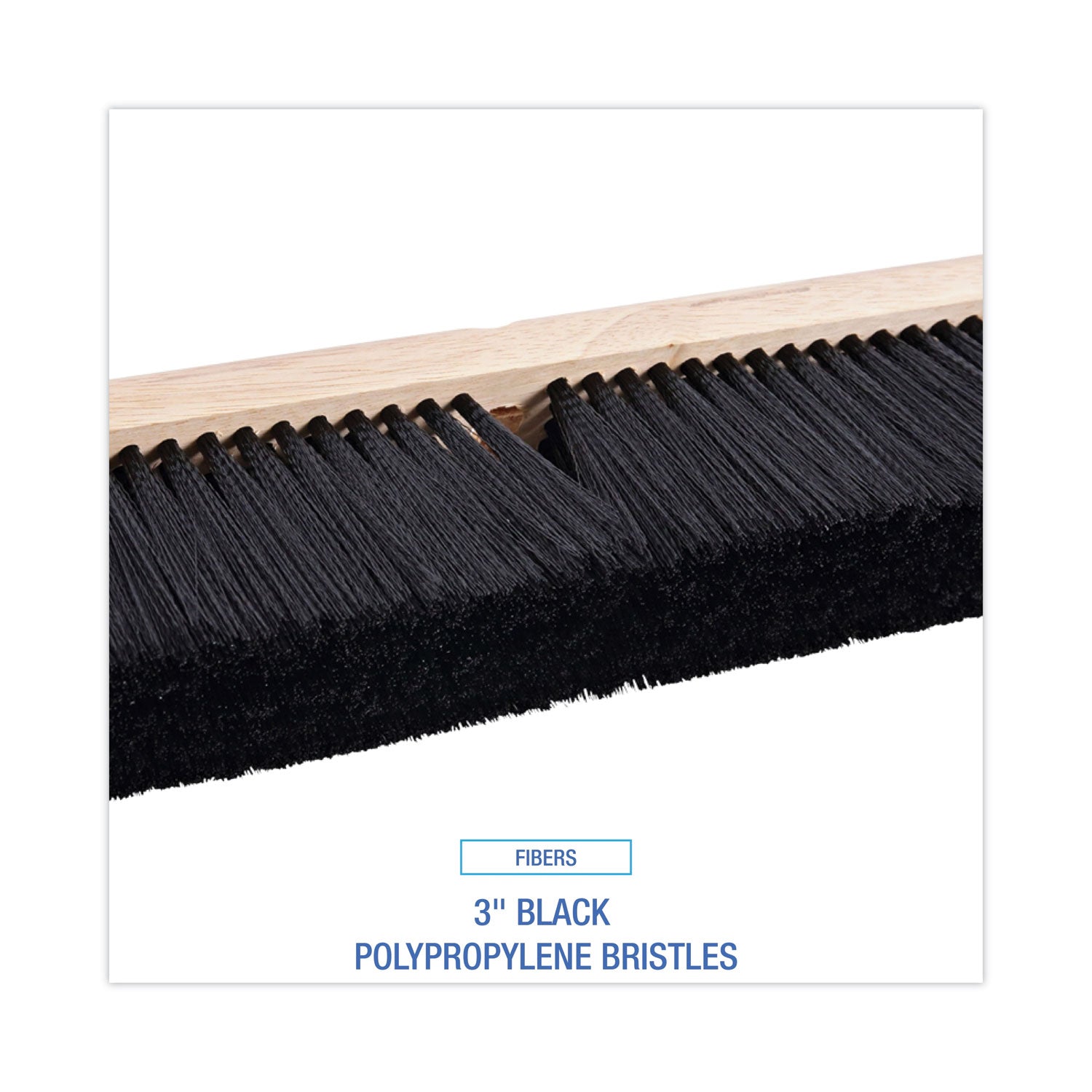 Floor Brush Head, 3" Black Polypropylene Bristles, 24" Brush - 