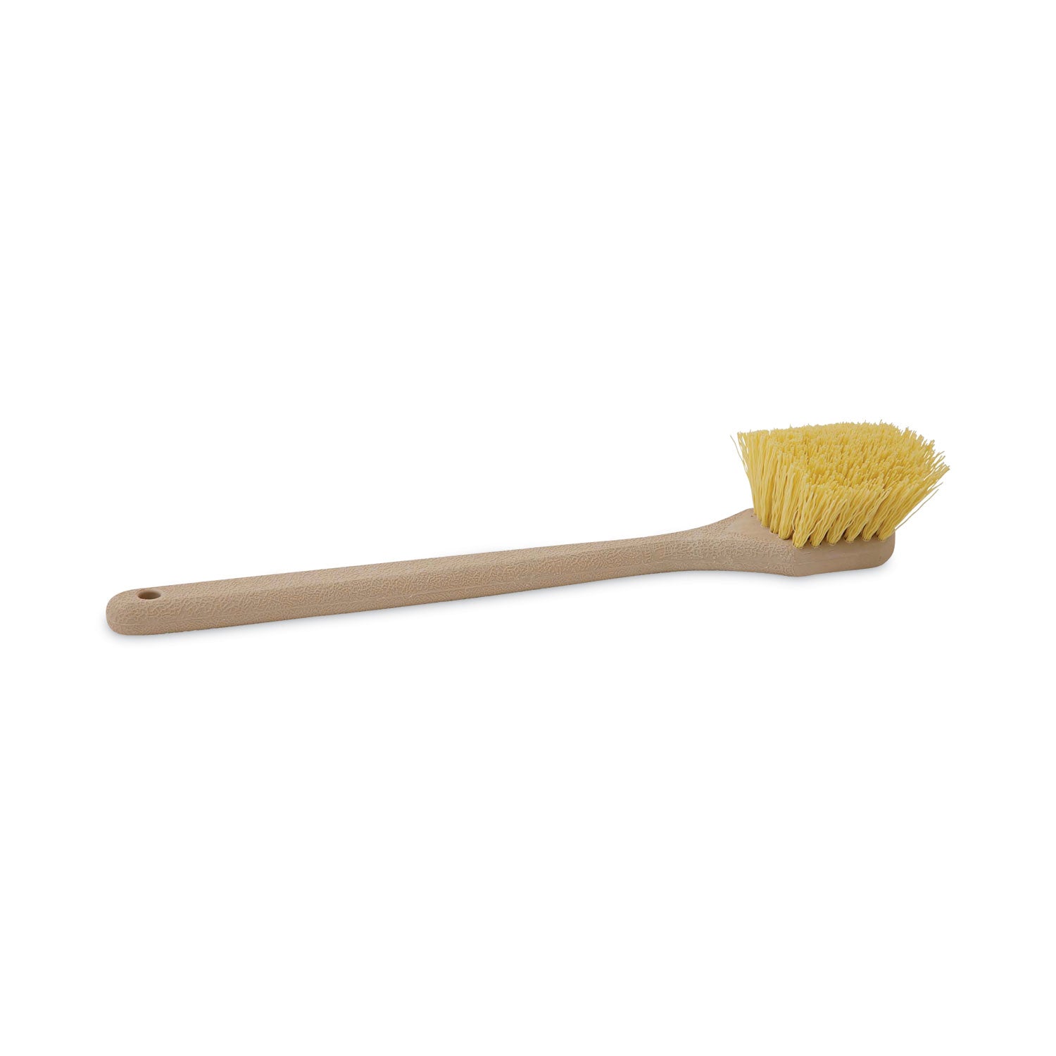 Utility Brush, Cream Polypropylene Bristles, 5.5 Brush, 14.5" Tan Plastic Handle - 