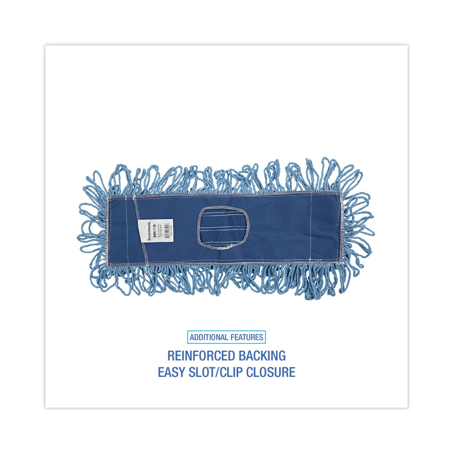 Mop Head, Dust, Looped-End, Cotton/Synthetic Fibers, 18 x 5, Blue