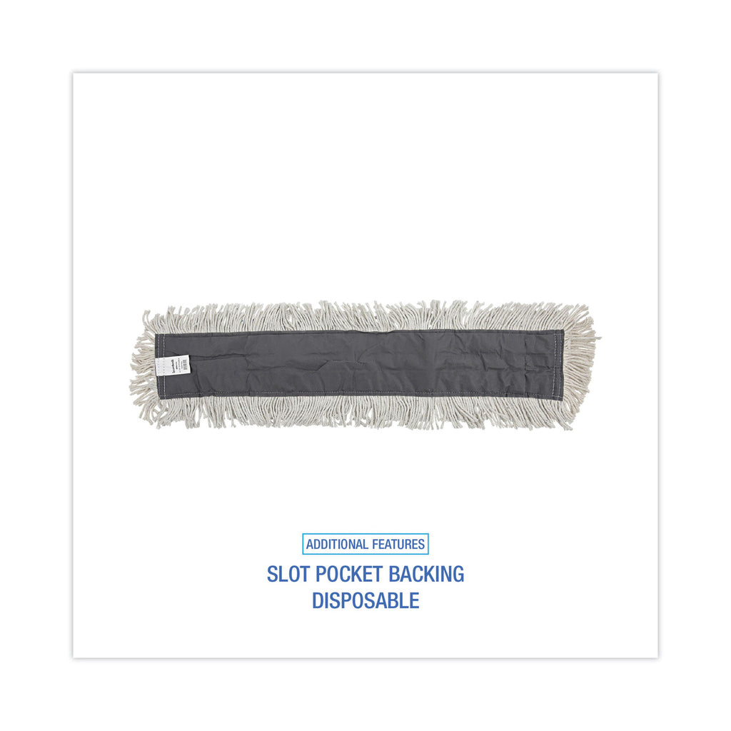 Disposable Dust Mop Head w/Sewn Center Fringe, Cotton/Synthetic, 36w x 5d, White