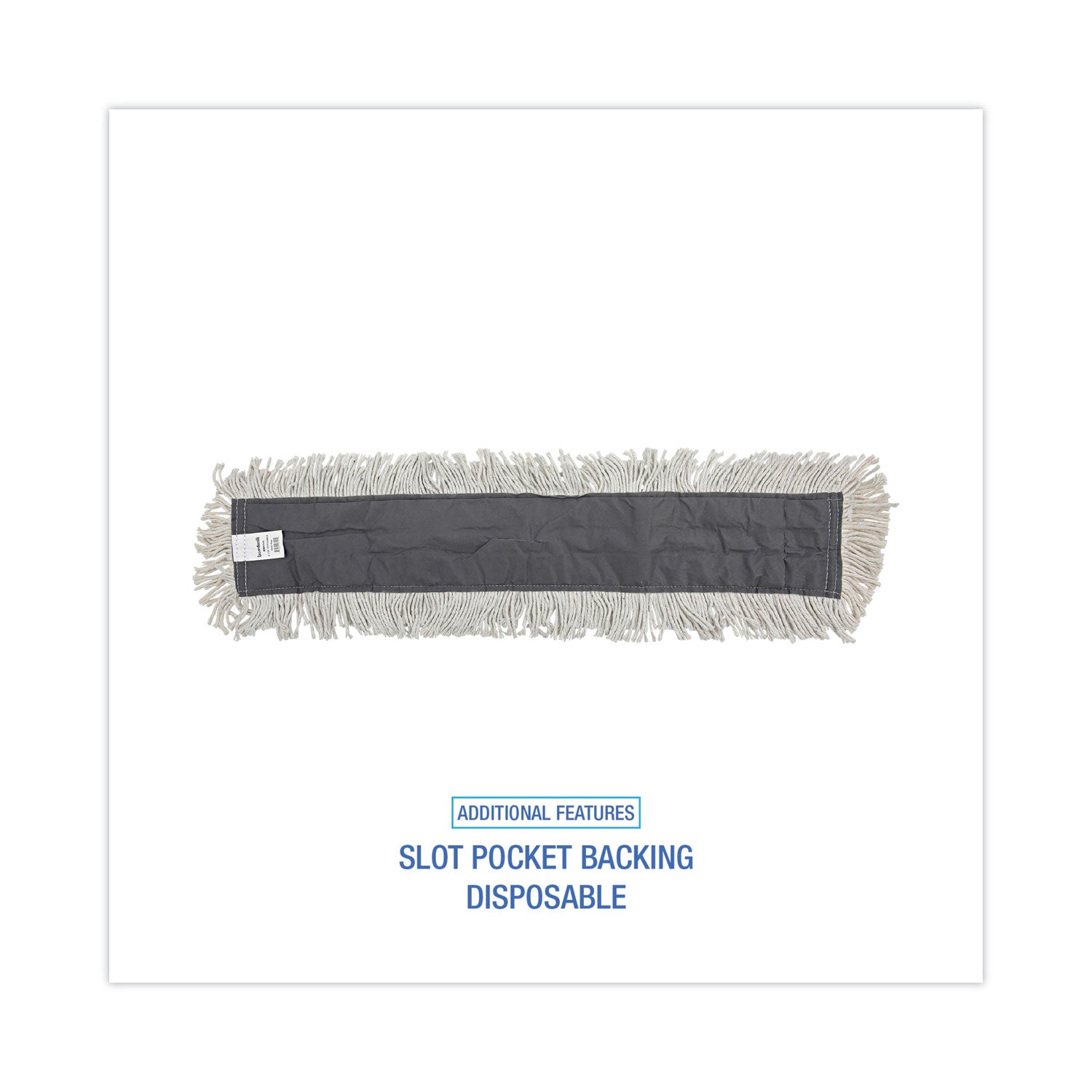 Disposable Dust Mop Head w/Sewn Center Fringe, Cotton/Synthetic, 36w x 5d, White