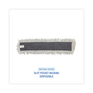 Disposable Dust Mop Head w/Sewn Center Fringe, Cotton/Synthetic, 36w x 5d, White