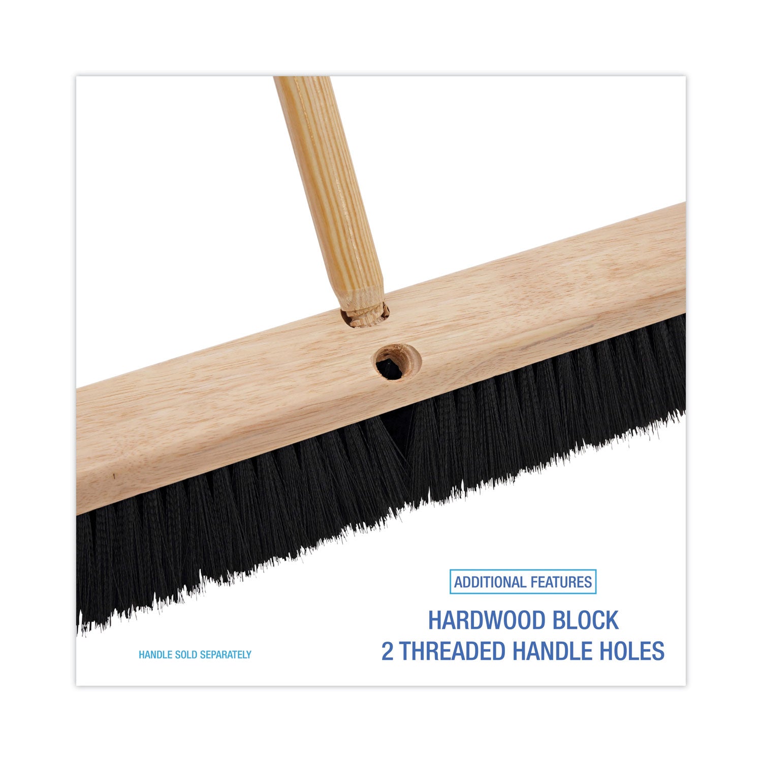 Floor Brush Head, 3" Black Polypropylene Bristles, 24" Brush - 