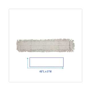 Mop Head, Dust, Disposable, Cotton/Synthetic Fibers, 48 x 5, White