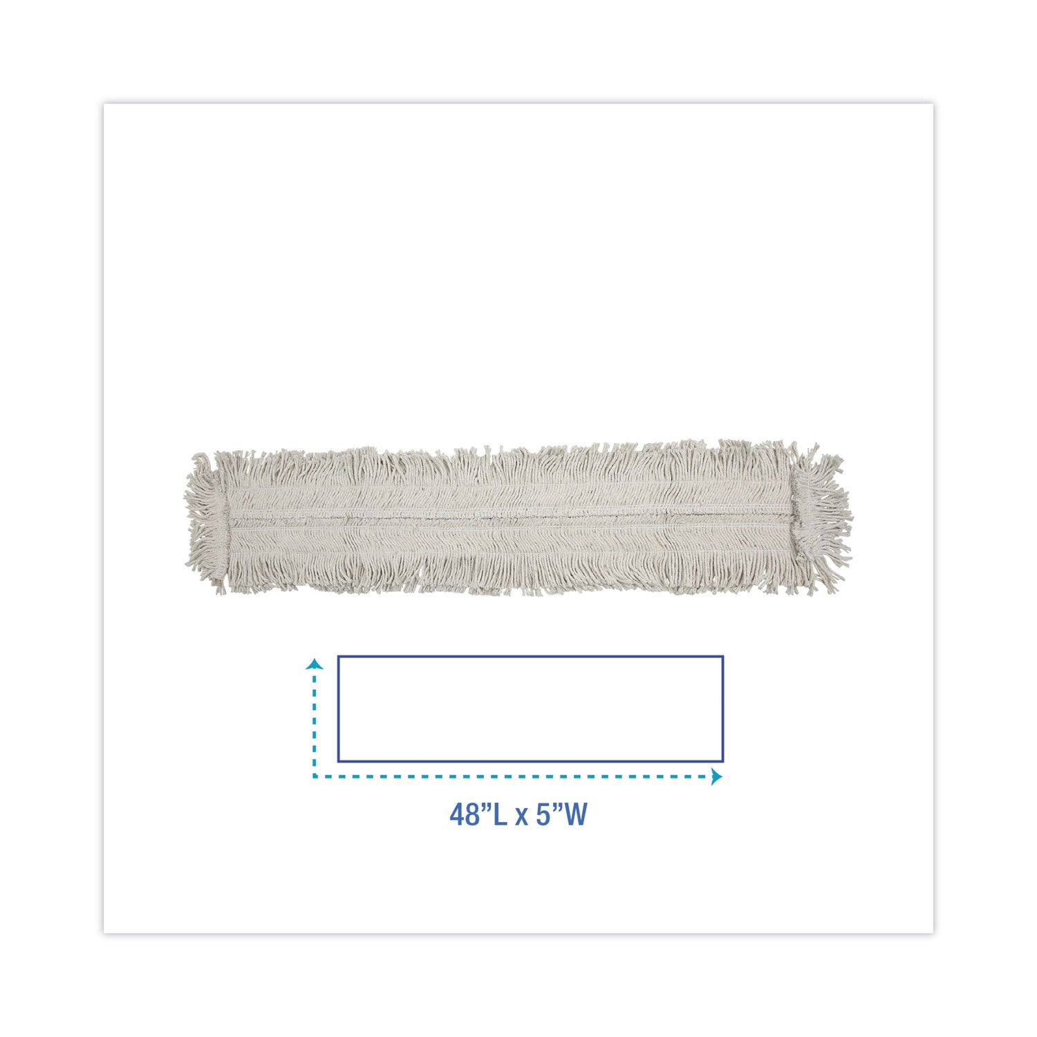 Mop Head, Dust, Disposable, Cotton/Synthetic Fibers, 48 x 5, White