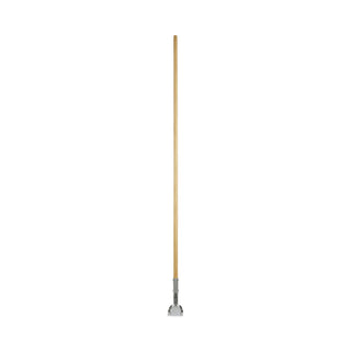 Clip-On Dust Mop Handle, Lacquered Wood, Swivel Head, 1" dia x 60", Natural