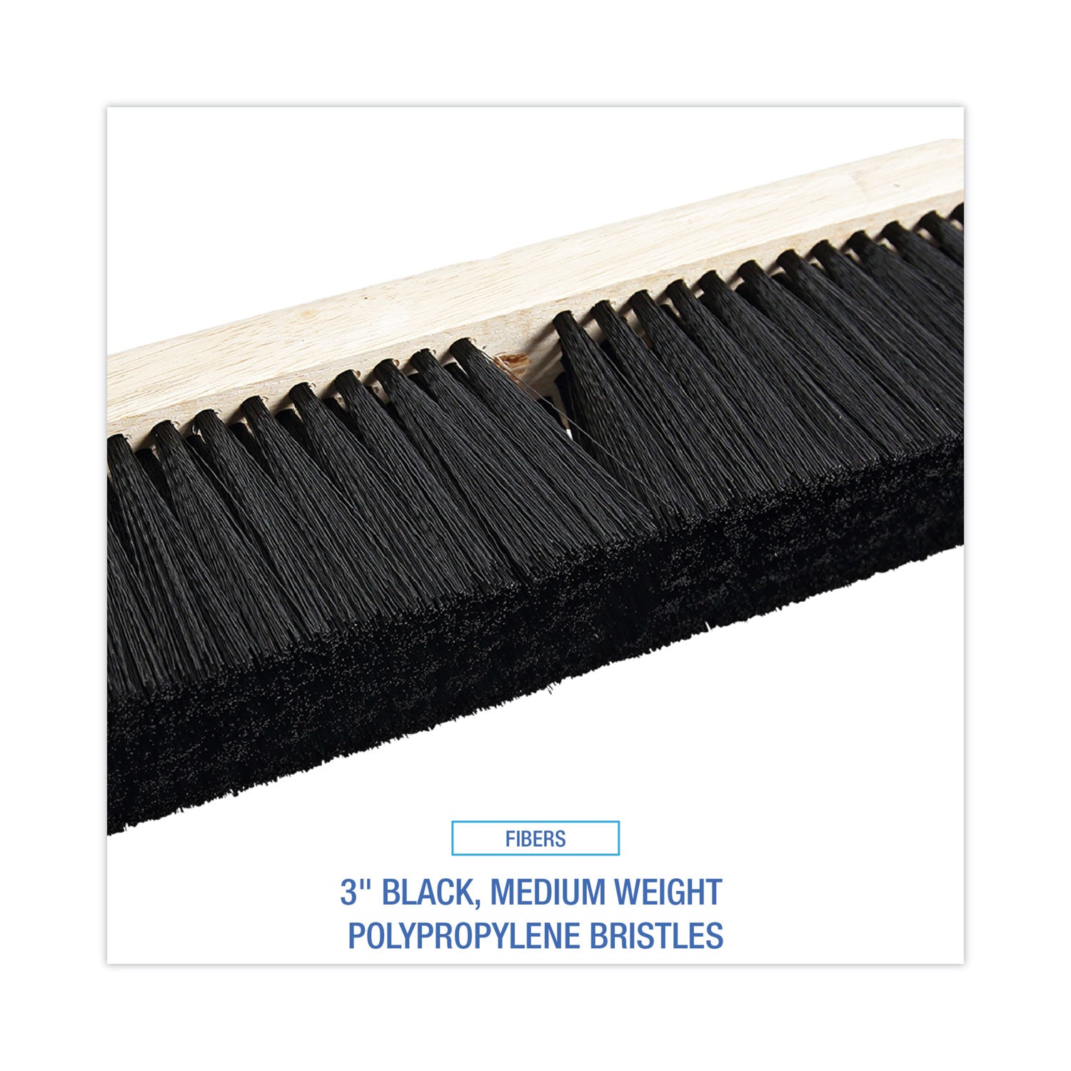 Floor Brush Head, 3" Black Medium Weight Polypropylene Bristles, 18" Brush - 