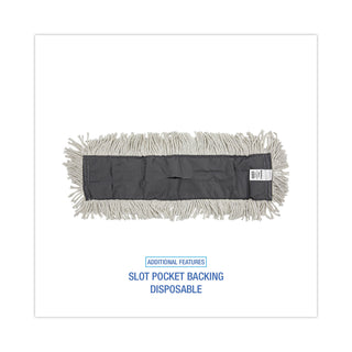 Disposable Cut End Dust Mop Head, Cotton/Synthetic, 24w x 5d, White