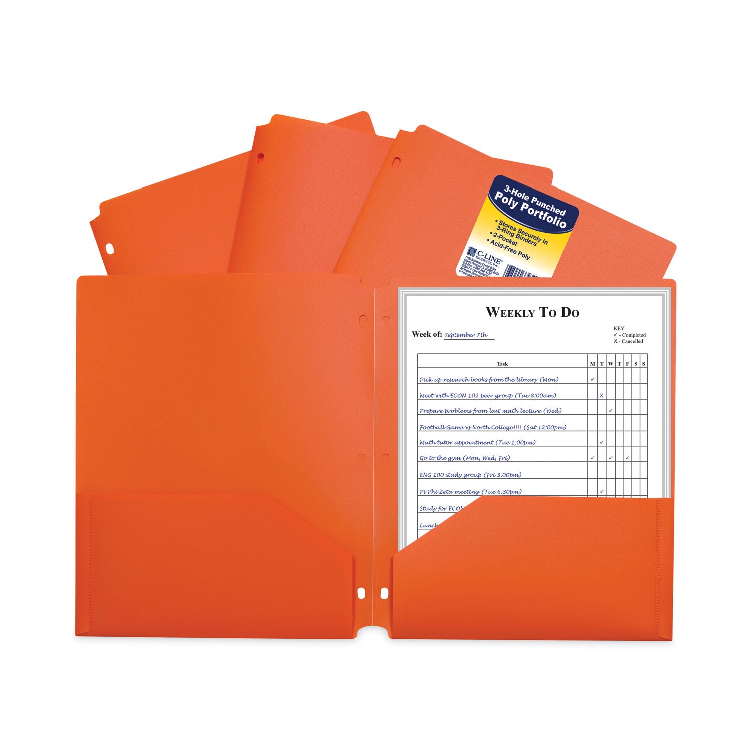 two-pocket-heavyweight-poly-portfolio-folder-3-hole-punch-11-x-85-orange-25-box_cli33932bx - 2