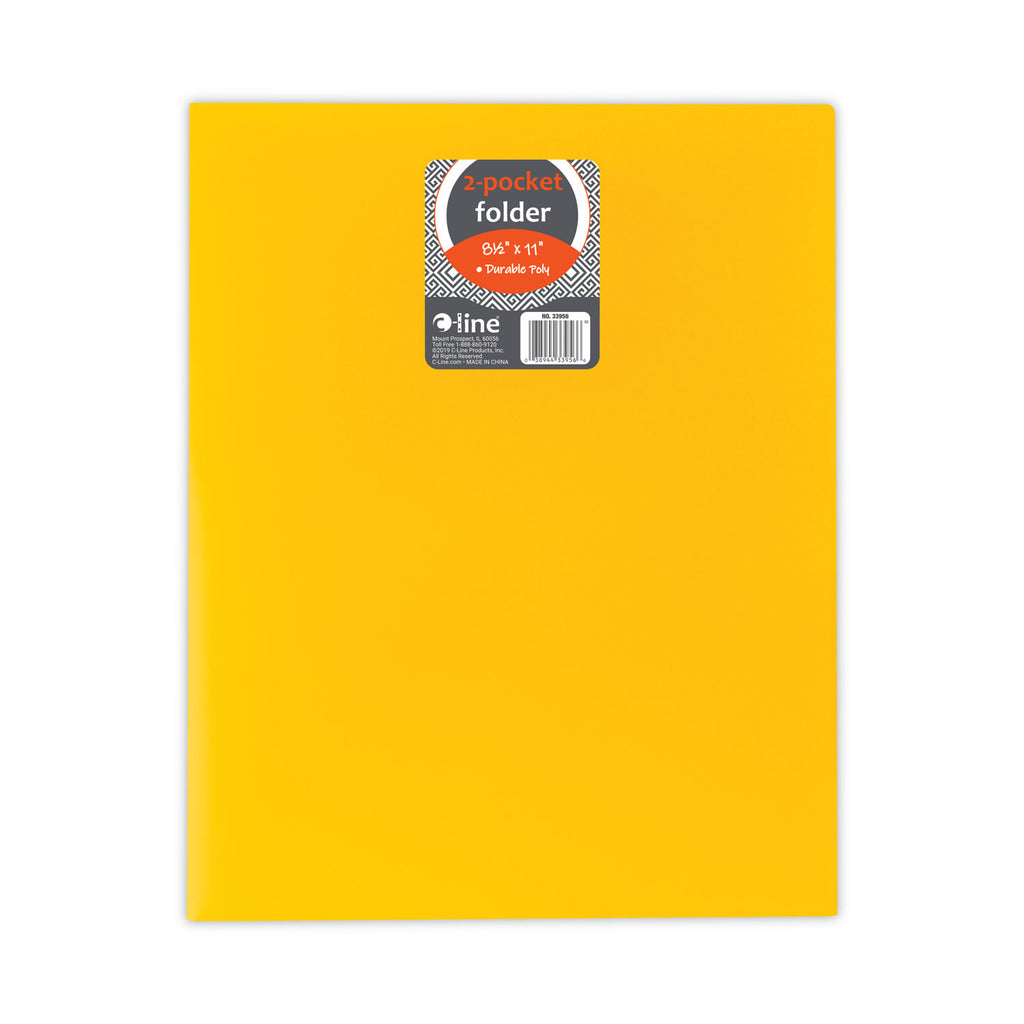 Two-Pocket Heavyweight Poly Portfolio Folder, 11 x 8.5, Yellow, 25/Box