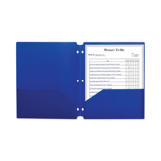 Two-Pocket Heavyweight Poly Portfolio Folder, 3-Hole Punch, 11 x 8.5, Blue, 25/Box