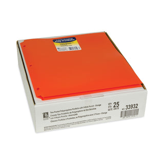 Two-Pocket Heavyweight Poly Portfolio Folder, 3-Hole Punch, 11 x 8.5, Green, 25/Box