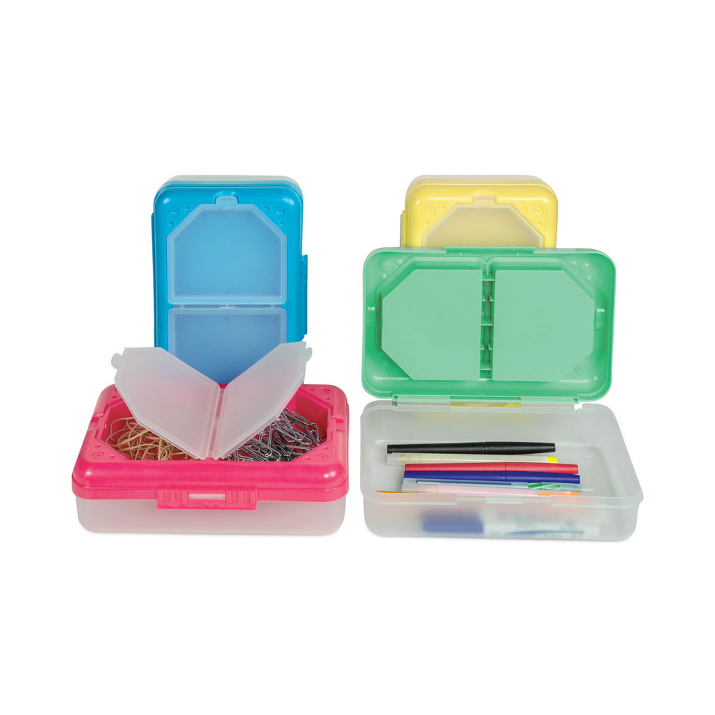 Storage Box, 5.43 x 8.25 x 2.43, Seafoam Green, Seaside Blue, Sunset Red, Sunny Yellow, 12/Carton