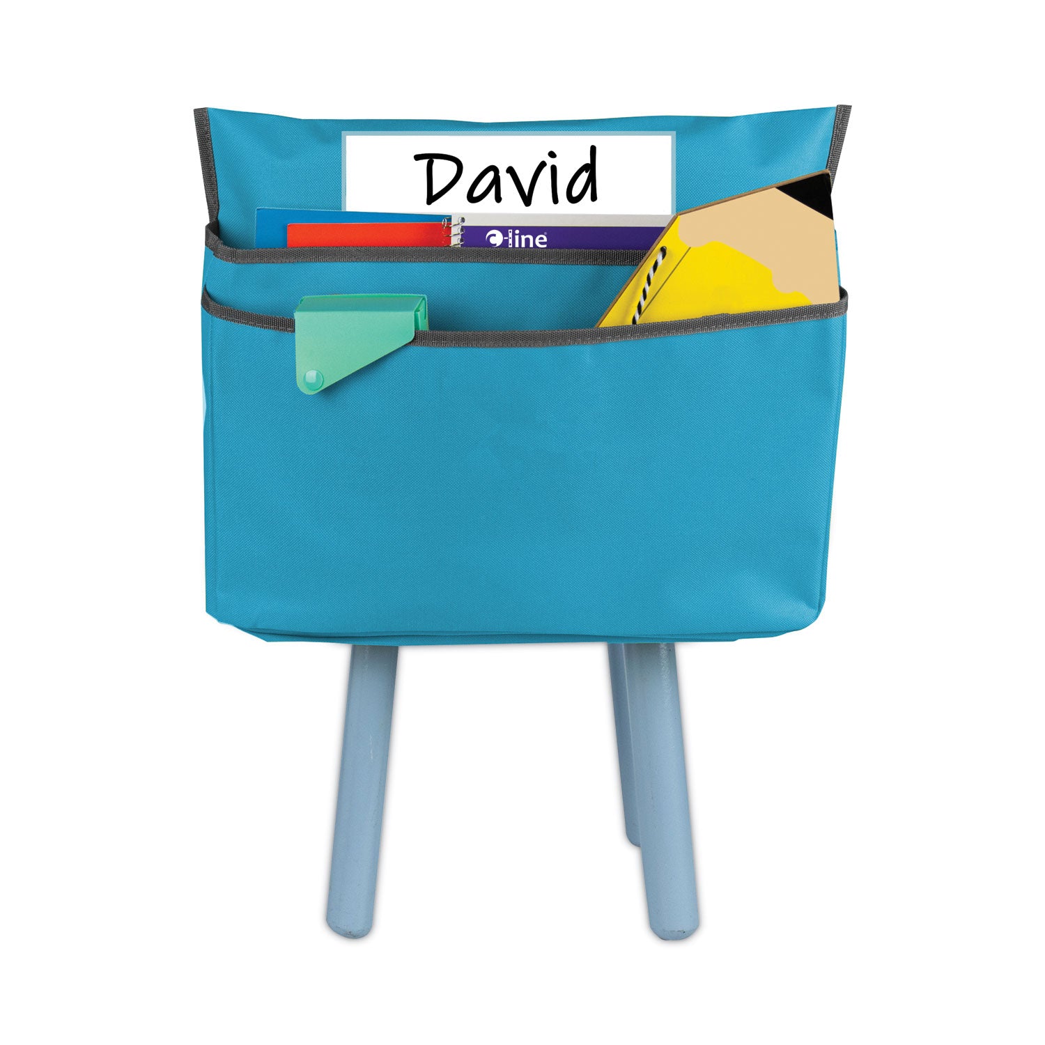 Chair Cubbies for Most Classroom Chair Styles, Medium, 16.37" x 13.5", Fabric/Vinyl, Seaside Blue - 3