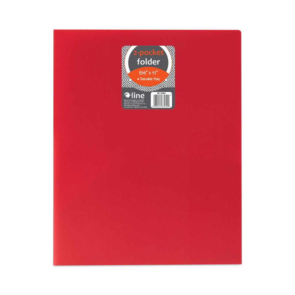 Two-Pocket Heavyweight Poly Portfolio Folder, 11 x 8.5, Red, 25/Box