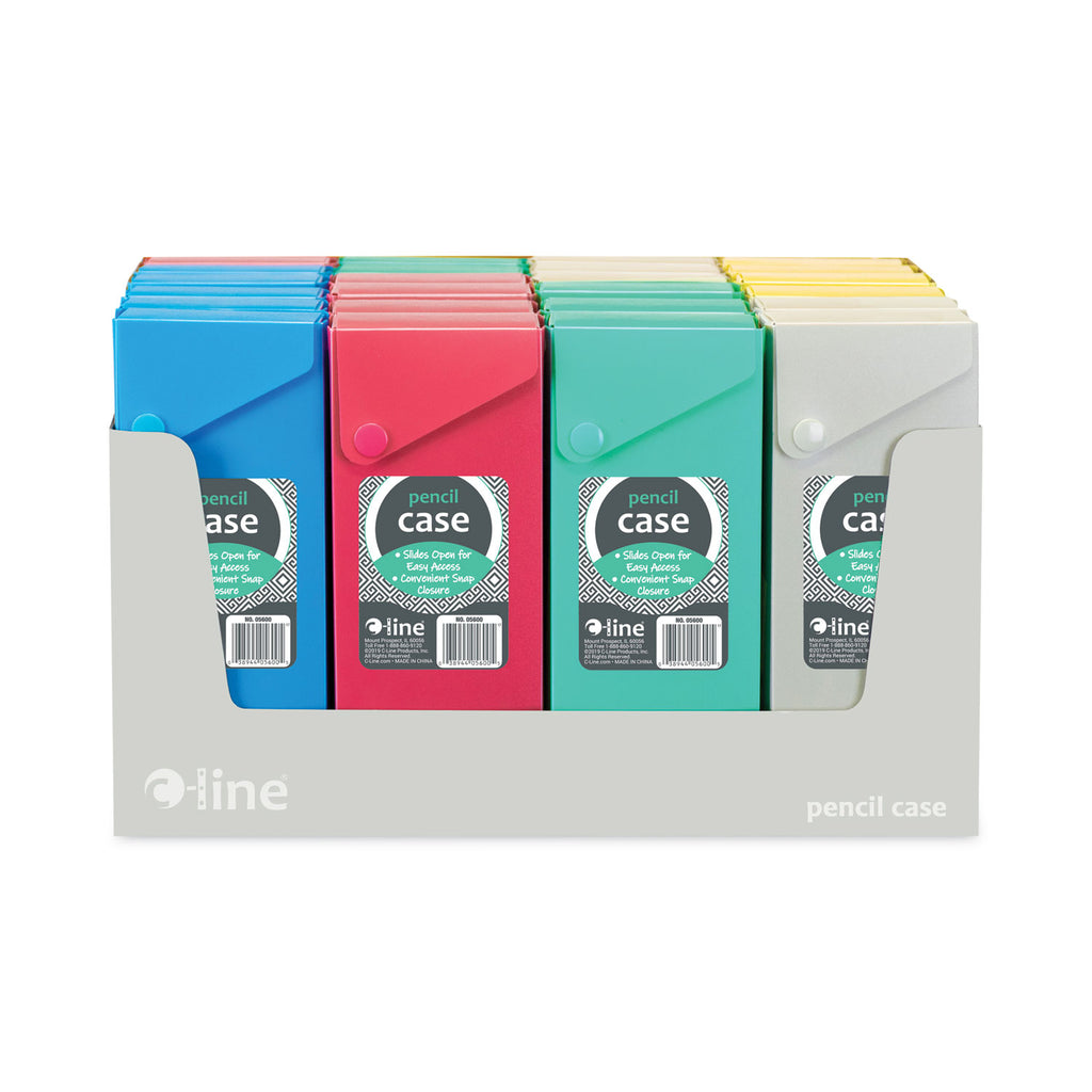 Slider Pencil Case, 11.43 x 9.5 x 0.6, Sandy Gray, Seafoam Green, Seaside Blue, Sunset Red, Sunny Yellow, 24/Carton