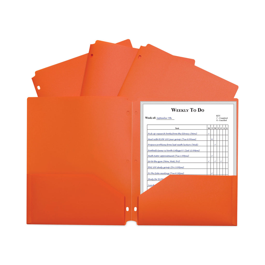Two-Pocket Heavyweight Poly Portfolio Folder, 3-Hole Punch, 11 x 8.5, Green, 25/Box