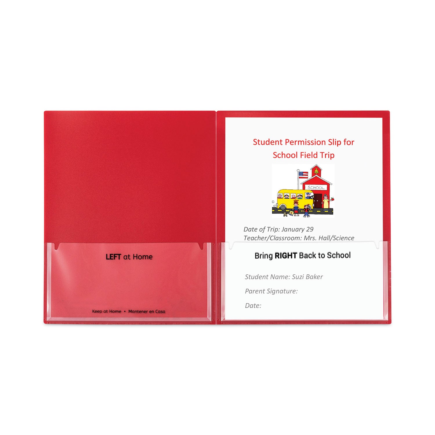 Classroom Connector Folders, 11 x 8.5, Red, 25/Box